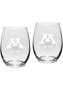 Minnesota Golden Gophers Mom Stemless Set 15oz Stemless Wine Glass - White