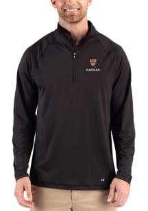 Cutter and Buck Harvard Crimson Mens Black Prospect Eco Big and Tall Qtr Zip
