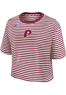 Nike Philadelphia Phillies Womens Maroon Cooperstown Crop Short Sleeve T-Shirt