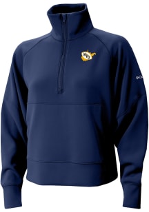 Columbia West Virginia Mountaineers Womens Navy Blue Vault Heat Seal Wickham Hills Qtr Zip Pullove..