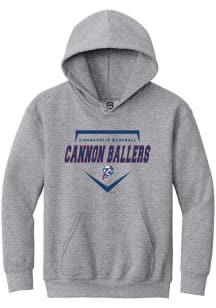 Summit Sportswear Kannapolis Cannon Ballers Youth Grey Homeplate Long Sleeve Hoodie