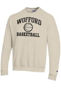 Champion Wofford Terriers Mens Oatmeal Basketball Powerblend Long Sleeve Crew Sweatshirt