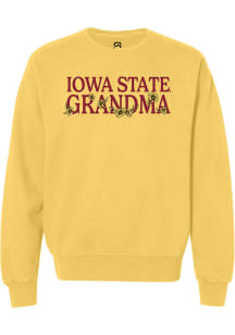 Summit Sportswear Iowa State Cyclones Womens Yellow Floral Grandma Crew Sweatshirt