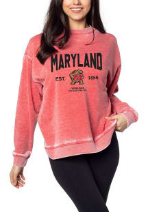 Maryland Terrapins Womens Red Junior Crew Sweatshirt