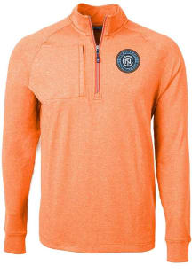 Cutter and Buck New York City FC Mens Orange Adapt Eco Long Sleeve Qtr Zip Pullover