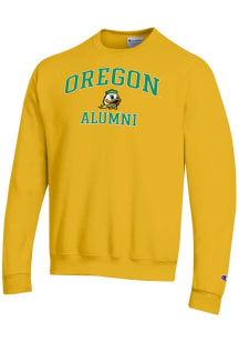 Champion Oregon Ducks Mens Yellow Logo Alumni Powerblend Long Sleeve Crew Sweatshirt