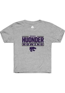 Abigail Huonder K-State Wildcats Youth Grey NIL Stacked Box Player Tee