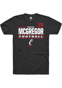 Marcus McGregor Cincinnati Bearcats Black Football NIL Stacked Box Short Sleeve Player T Shirt