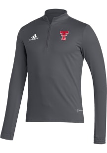 Adidas Texas Tech Red Raiders Mens Grey Primary Entrada Long Sleeve Qtr Zip Pullover