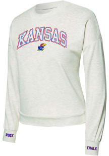 Concepts Sport Kansas Jayhawks Womens White Heather Crew Sweatshirt