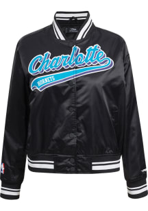 Pro Standard Charlotte Hornets Womens Black Script Tail Satin Light Weight Jacket