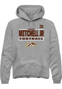 Carlos Mitchell Jr Western Michigan Broncos Mens Grey Football NIL Stacked Box Player Hood