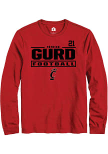 Patrick Gurd  Cincinnati Bearcats Red Rally Football NIL Stacked Box Long Sleeve T Shirt