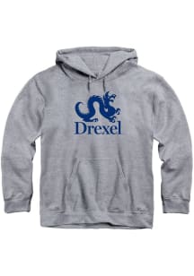Drexel Dragons Mens Grey Big Logo Long Sleeve Hoodie
