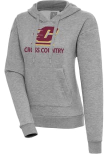 Antigua Central Michigan Chippewas Womens Grey Heather Cross Country Victory Hooded Sweatshirt