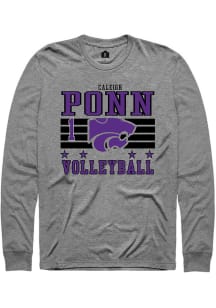 Caleigh Ponn K-State Wildcats Grey NIL Striped Long Sleeve Player T Shirt