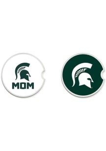 Michigan State Spartans Mom Set of 2 Car Coaster - White