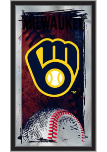 Milwaukee Brewers Baseball Hanging Back Bar Mirror