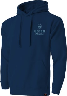 UConn Huskies Mens Navy Blue Mascot Overlay Long Sleeve Hoodie