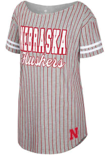 Colosseum Nebraska Cornhuskers Womens Grey This Feeling Short Sleeve Dress