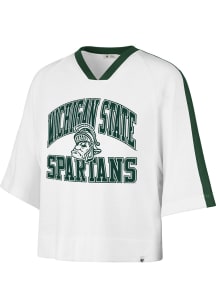 47 Michigan State Spartans Womens White Drop Needle Short Sleeve T-Shirt
