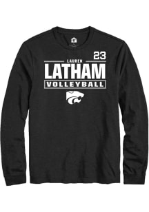 Lauren Latham K-State Wildcats Black NIL Stacked Box Long Sleeve Player T Shirt