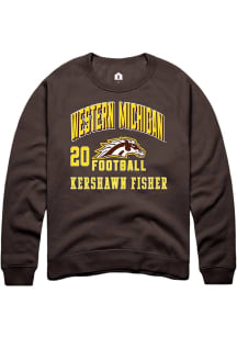 Kershawn Fisher Western Michigan Broncos Mens Brown Football NIL Arch Logo Player Crew