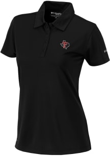 Columbia Texas Tech Red Raiders Womens Black Heat Seal Birdie Short Sleeve Polo Shirt