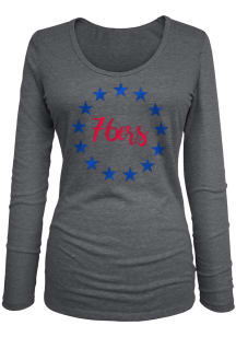 New Era Philadelphia 76ers Womens Grey Triblend LS Tee