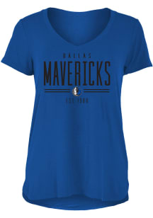 New Era Dallas Mavericks Womens Blue Relaxed V Design Short Sleeve T-Shirt