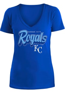 New Era Kansas City Royals Womens Blue Slub Detail Short Sleeve T-Shirt