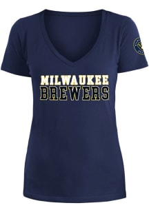 New Era Milwaukee Brewers Womens Navy Blue Baby Short Sleeve T-Shirt