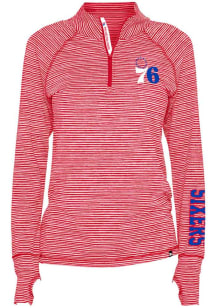 New Era Philadelphia 76ers Womens Red Space Dye Qtr Zip Pullover