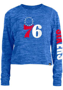 New Era Philadelphia 76ers Womens Blue Space Dye Design LS Tee