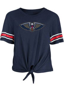 New Era New Orleans Pelicans Womens Navy Blue Tie Short Sleeve T-Shirt