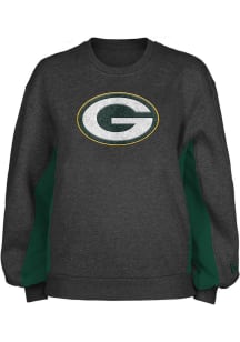 New Era Green Bay Packers Womens Black Contrast Crew Sweatshirt