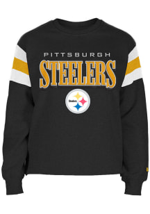 New Era Pittsburgh Steelers Womens Black Stripe Design Crew Sweatshirt