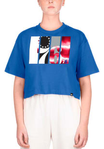 New Era Philadelphia 76ers Womens Blue Court Short Sleeve T-Shirt