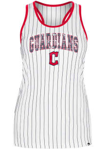 New Era Cleveland Guardians Womens White Racer Graphic Tank Top