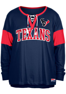 New Era Houston Texans Womens Navy Blue Lace Up LS Tee