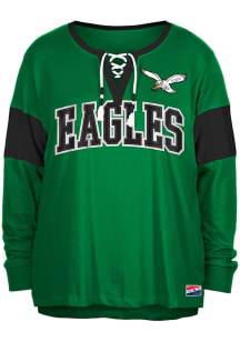 New Era Philadelphia Eagles Womens Kelly Green Lace Up LS Tee