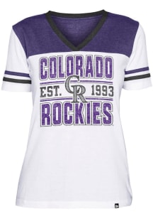 New Era Colorado Rockies Womens White Crossover Short Sleeve T-Shirt