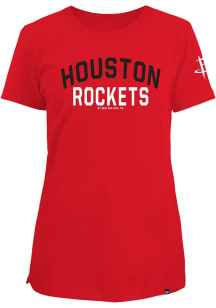 New Era Houston Rockets Womens Red Oversized Short Sleeve T-Shirt