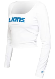New Era Detroit Lions Womens White Square LS Tee