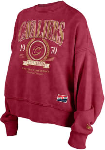 New Era Cleveland Cavaliers Womens Maroon Washed Crew Sweatshirt