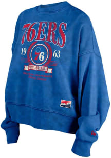 New Era Philadelphia 76ers Womens Blue Washed Crew Sweatshirt