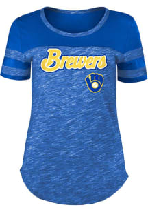 New Era Milwaukee Brewers Womens Blue Space Dye Short Sleeve T-Shirt