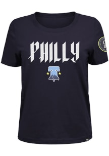 New Era Philadelphia Phillies Womens Navy Blue City Connect Design Short Sleeve T-Shirt
