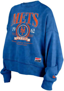 New Era New York Mets Womens Blue Washed Crew Sweatshirt