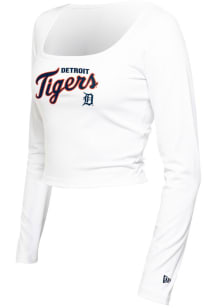 New Era Detroit Tigers Womens White Square LS Tee